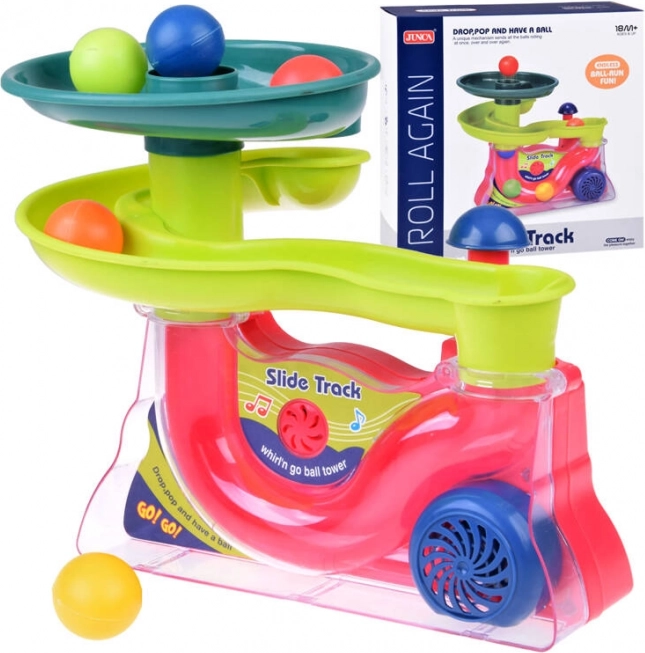 Farebný guličkový tobogan s hudbou pre deti