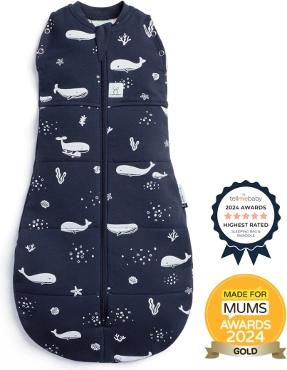 Ergopouch zavinovačka a spací vak 2v1 Cocoon Whale 0–3 mesiace, 3–6 kg, 2,5 TOG