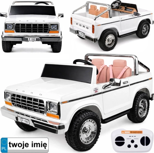 Elektrické autíčko pre deti pickup v štýle FORD BRONCO, dvojmiestne – biela