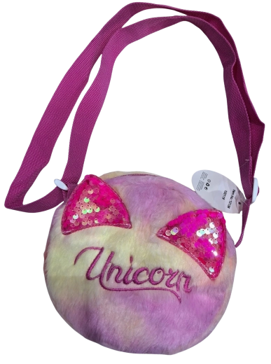 Okrúhla detská kabelka Unicorn s flitrovými uškami