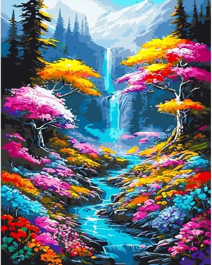 Diamantové maľovanie Vodopád a rieka v lese 30 × 40 cm NORIMPEX