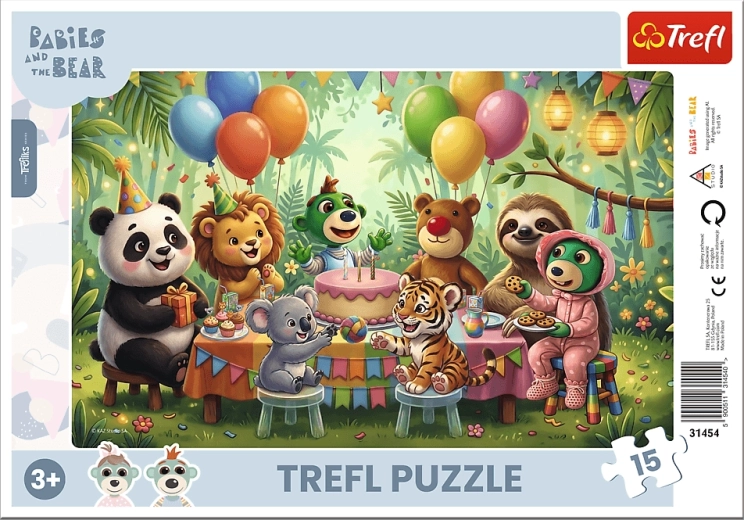Puzzle Treflíci a medvedík: roztomilé mláďatká 15 dielikov