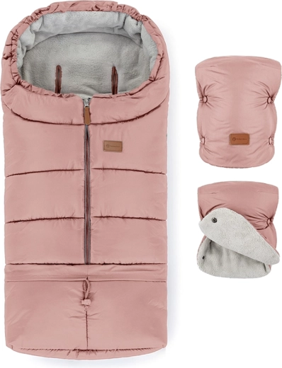 Petite&Mars set zimný fusak Jibot 3v1 a rukavice na kočík Jasie dusty pink