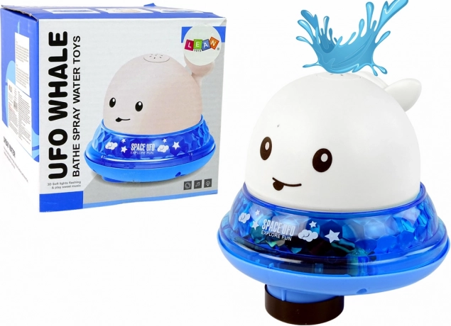 Veľryba striekajúca vodou s podstavcom hračka do kúpeľa biela