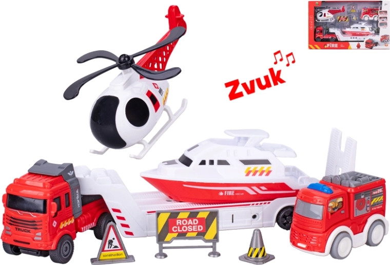 Hasičský herný set s nákladným autom 30 cm so svetlami a zvukmi