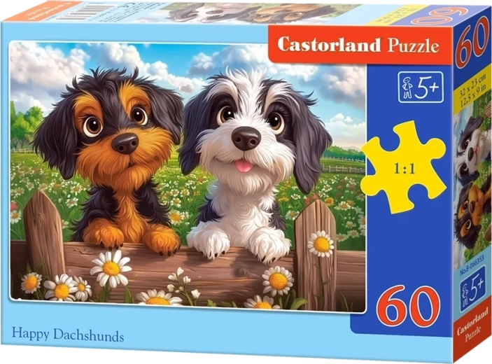 Puzzle Šťastné jazvečíky 60 dielikov