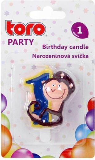 Tortová sviečka číslo 1 s opičkou TORO 5 cm