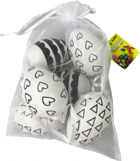 Dekoračné plastové vajíčka čiernobiele 4x6 cm