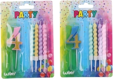 Párty sviečka číslo 4 so 4 sviečkami