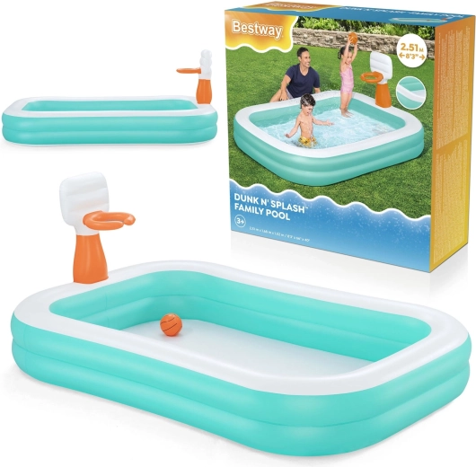 Nafukovací rodinný bazén s košom Dunk ‘N’ Splash 251 × 168 × 102 cm BESTWAY