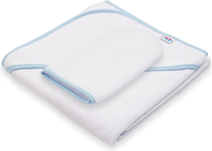 Detská froté osuška s kapucňou NEW BABY Basic 80 × 80 cm bielomodrá