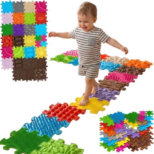 Woopie ortopedická senzorická podložka Royal Puzzle 26 dielikov + 4 malé dieliky – 30 ks