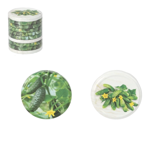 Sada zaváracích viečok 82 mm s motívom uhoriek, 10 ks