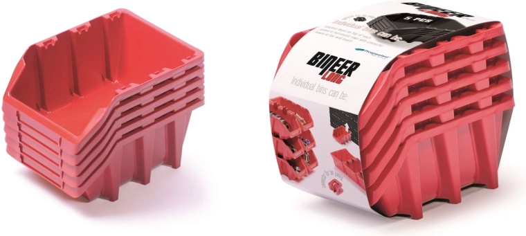 Sada úložných boxov Bineer Long, 5 ks, červená