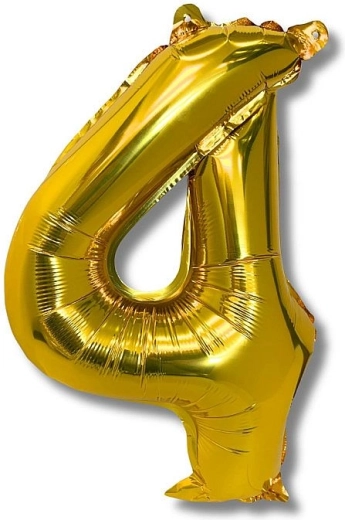 Fóliový balónik číslo 4, 40 cm, zlatý