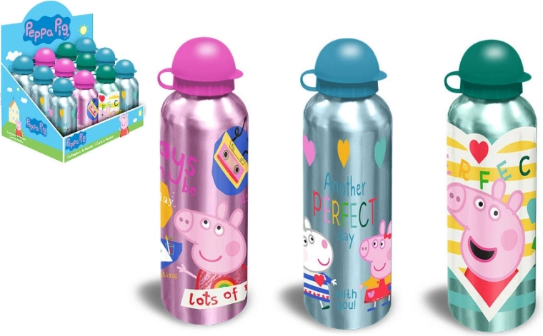 Hliníková fľaša na pitie s motívom PEPPA PIG, 500 ml