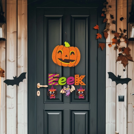 Závesná halloweenska dekorácia tekvica 45 × 23 cm