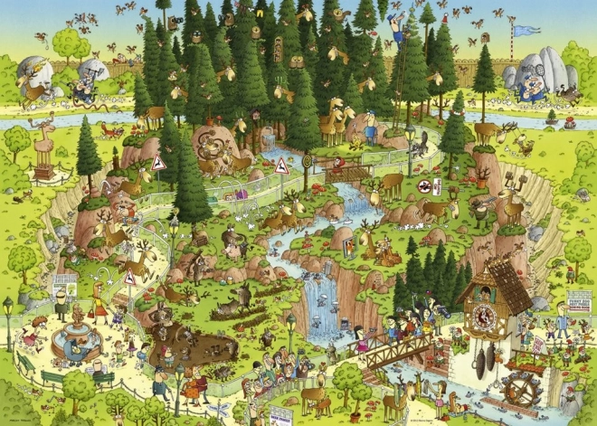 HEYE Puzzle Šialená ZOO: Expozícia Čierny les 1000 dielikov