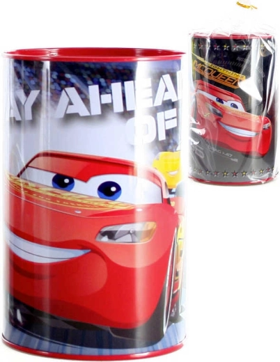 Detská kovová pokladnička Cars 15 cm okrúhla - 1 kus