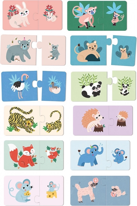 Drevené puzzle mláďatá a maminky Vilac