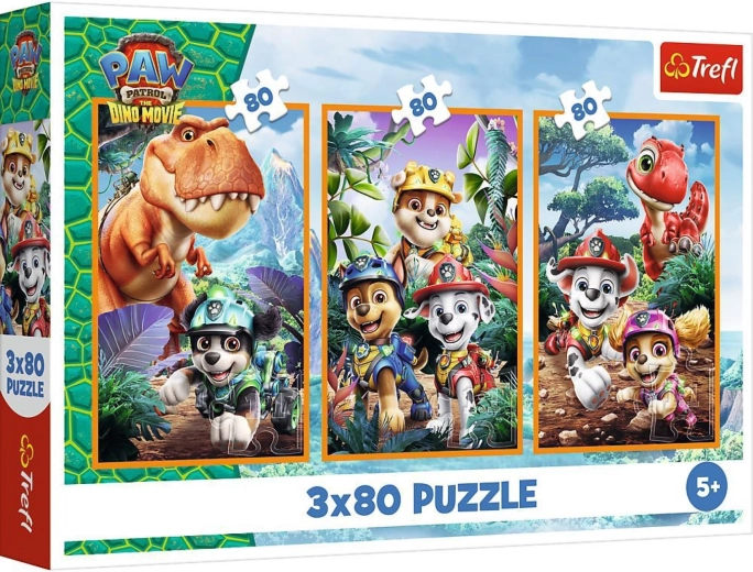 Puzzle 3v1 Labková patrola: dinosauří hrdinovia (3×80 dielikov)