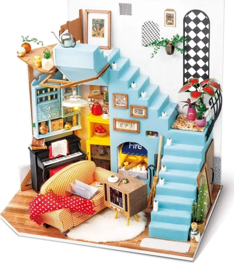 rolife miniatúra domčeka obývací kút – diy stavebnica s led osvetlením