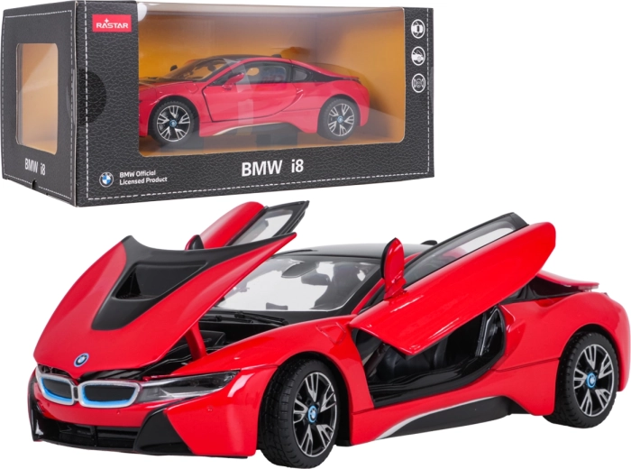 Kovový model auta BMW i8 RASTAR v mierke 1:24 červený