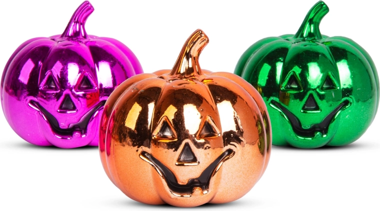 Halloweenska lesklá dekorácia tekvíc, 6 cm, 3 ks