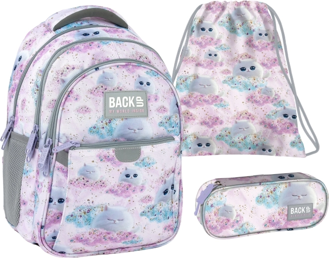 Výhodný školský set BackUP Dreamy 3v1 (batoh, peračník a vak)