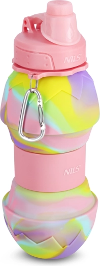 Skladacia silikónová fľaša NILS Camp 700 ml ružová