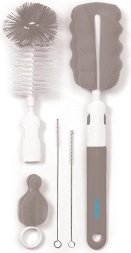 BabyOno kefka na čistenie fliaš a cumlíkov s vymeniteľnou rukoväťou, sivý