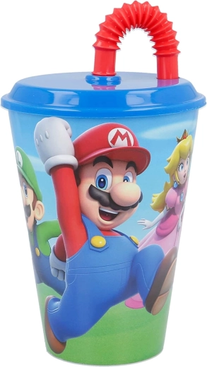 Detský pohárik Nintendo Super Mario s viečkom a slamkou 430 ml