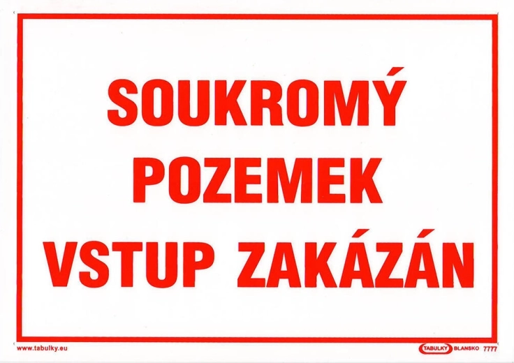 Tabuľka Súkromný pozemok – vstup zakázaný A4 plast 210 × 297 mm