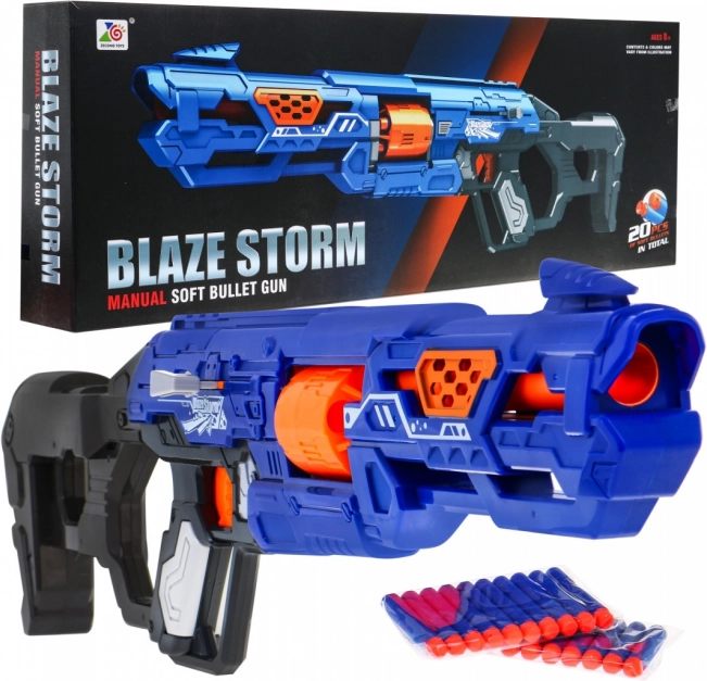 Manuálny detský blaster BLAZE STORM 8+ so záverom a 20 penovými nábojmi