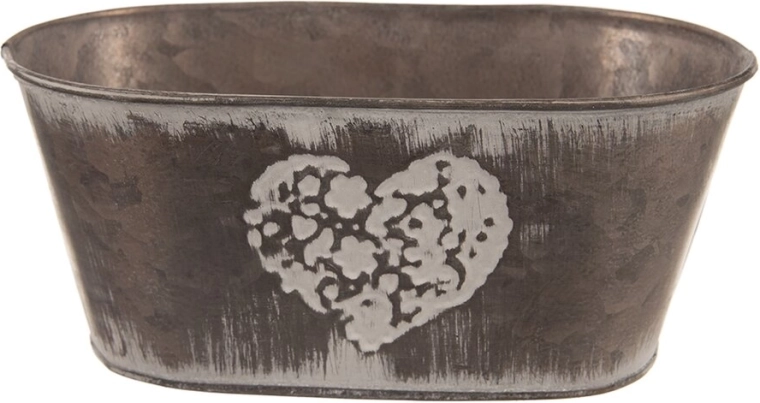 Kovový kvetináč v tvare srdca, hnedý 20 × 12 × 10 cm