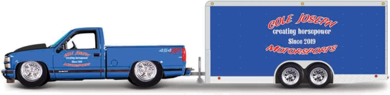 Maisto Design Tow & Go – model 1993 Chevrolet 454 SS pickup s prívesom 1:64