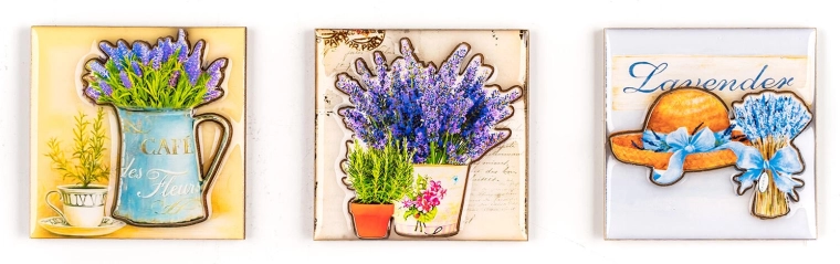 Magnetky Lavender – sada 3 kusov, mix dekorov