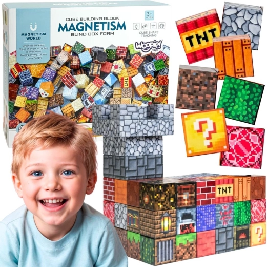 Woopie magnetické stavebné kocky – 3D magnetické kocky, vzdelávacia sada 63 ks