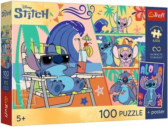 Prémiové puzzle pre deti Lilo a Stitch – Plážové dni 100 dielikov