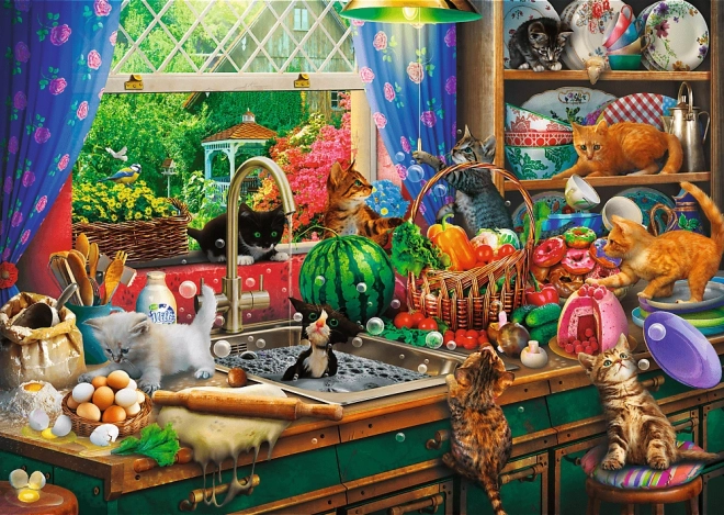 TREFL Puzzle Premium Plus: Čajový čas s rozvernými mačiatkami 1000 dielikov