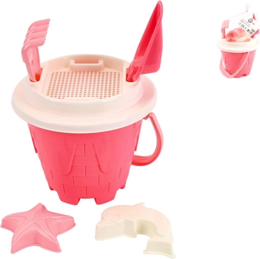 Ružová sada na piesok s vedierkom 18 × 26 cm