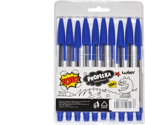 Jednorazové perá TOTO - modrá náplň, 10 ks