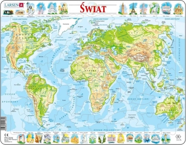 Larsen fyzická mapa sveta