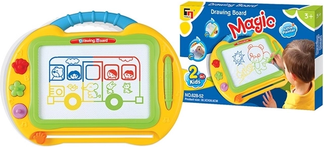 Kresliaca tabuľka 2v1 v kufríku – žltá