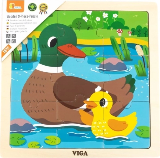 VIGA drevené puzzle kačičky – 9 dielikov