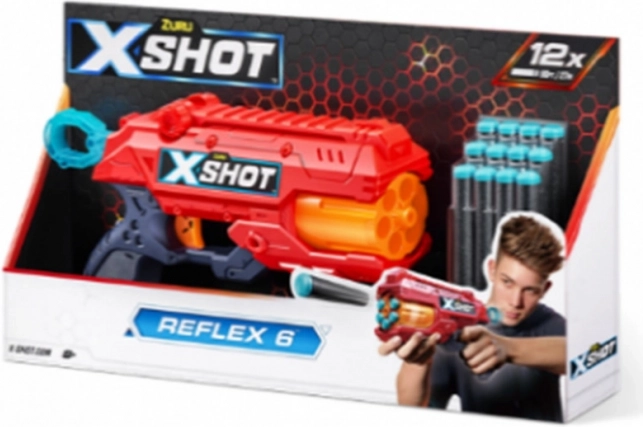 Pištoľ na penové náboje X-SHOT Reflex 6 – oranžová, 12 šípok