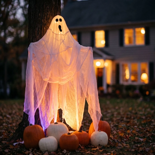 Halloweenska strašidelná dekoračná látka 2,15 × 1,52 m biela