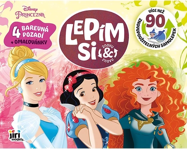 Disney princezné – opakovane použiteľné statické samolepky a omaľovánky