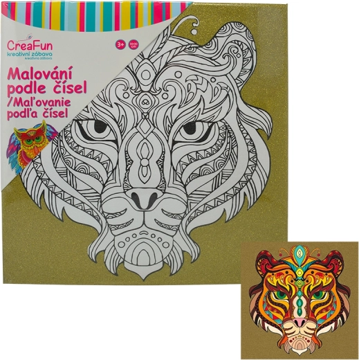 Maľovanie podľa predlohy na plátno – tiger 30 × 30 cm