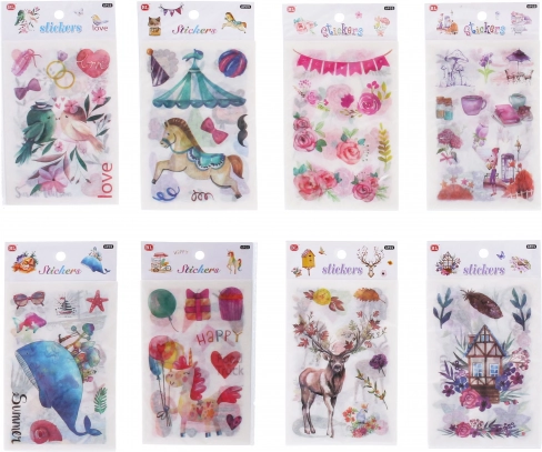 Papierové nálepky mix motívov 18,5 × 10 cm, 6 listov